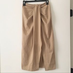 Tan Pin Striped MIDI Skirt from PLT